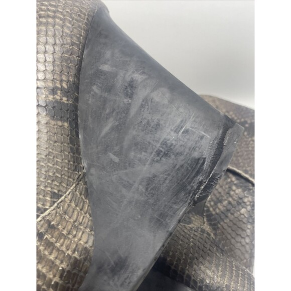 Jimmy Choo Snakeskin Foldover Wedge Booties Sz 37 1/2 - Picture 12 of 12